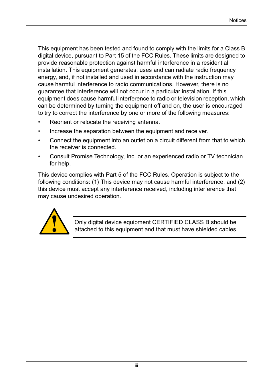 Radio frequency interference statement | Promise Technology Network Device EX8654 User Manual | Page 3 / 318