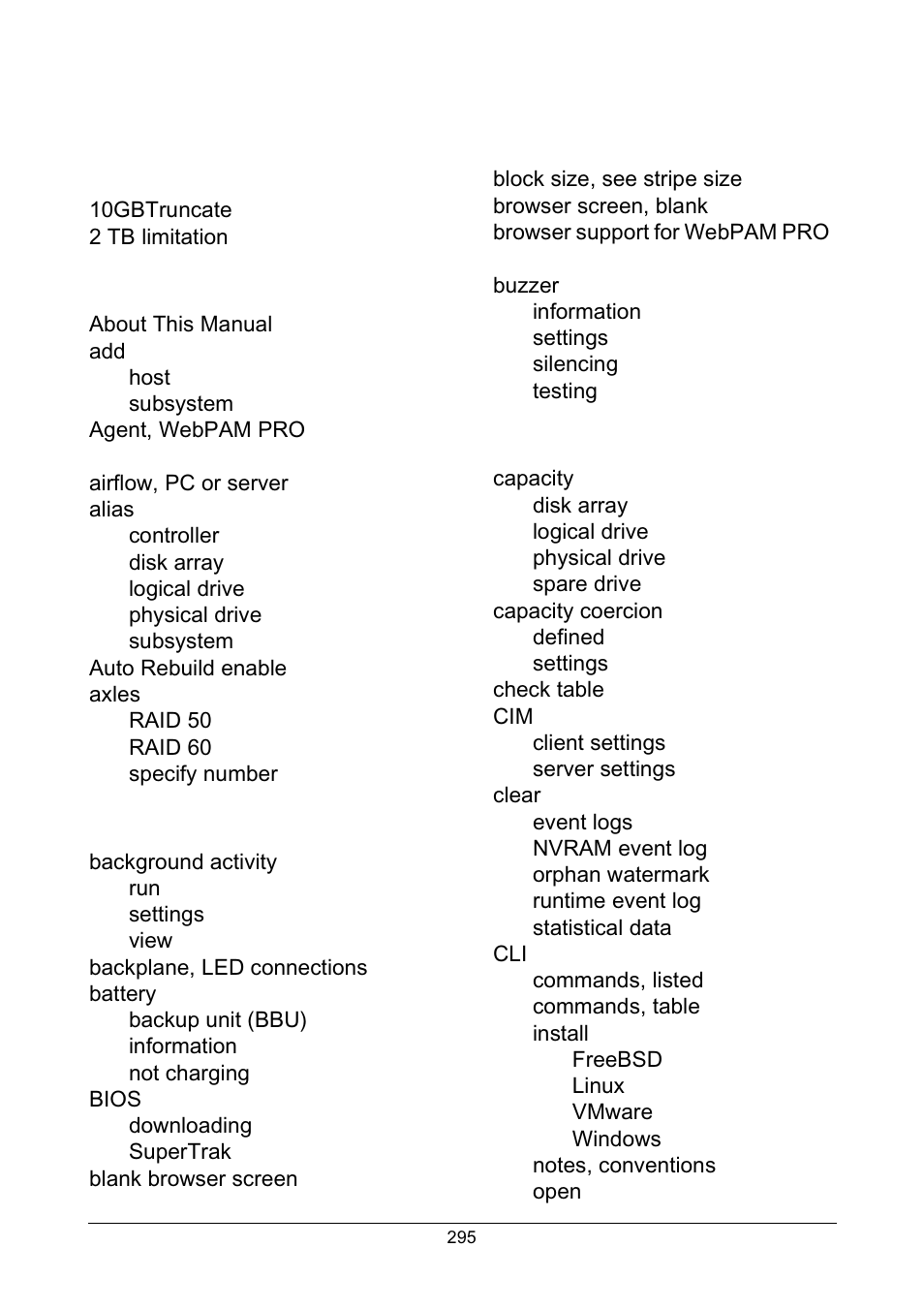 Index | Promise Technology Network Device EX8654 User Manual | Page 309 / 318