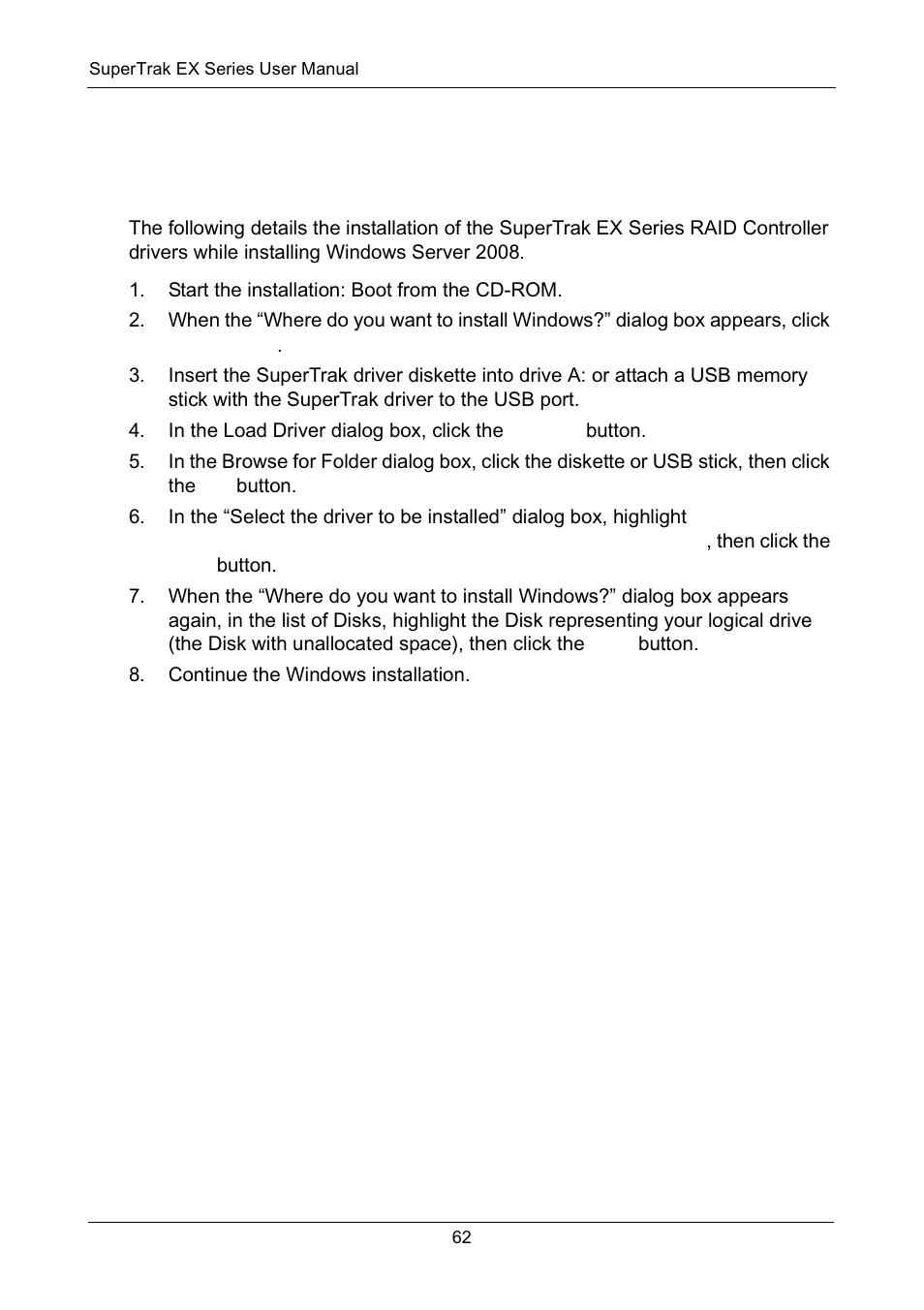 Windows server 2008, New os installation | Promise Technology Network Device EX8654 User Manual | Page 76 / 318