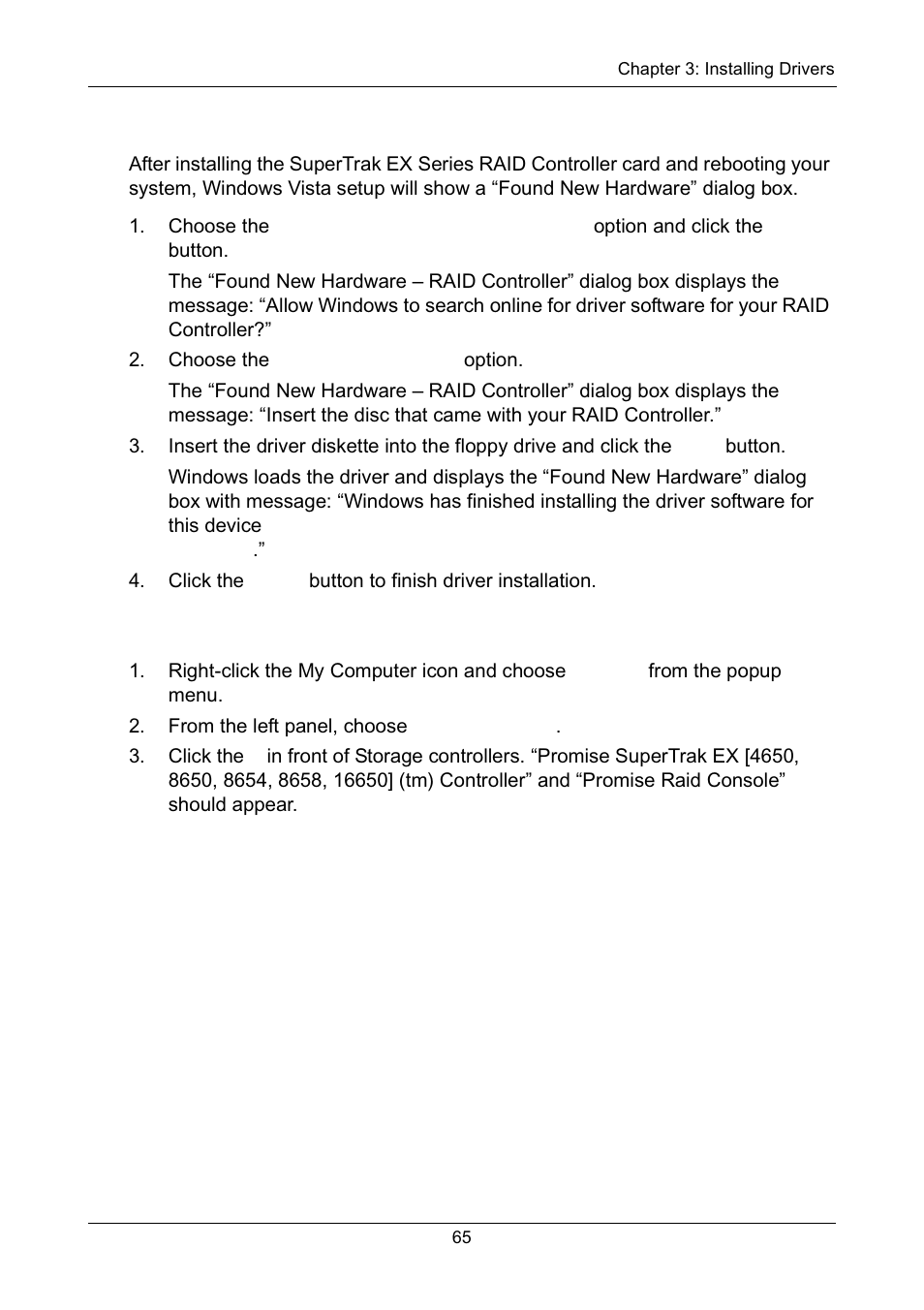 Existing system, Confirming driver installation, Existing system confirming driver installation | Promise Technology Network Device EX8654 User Manual | Page 79 / 318