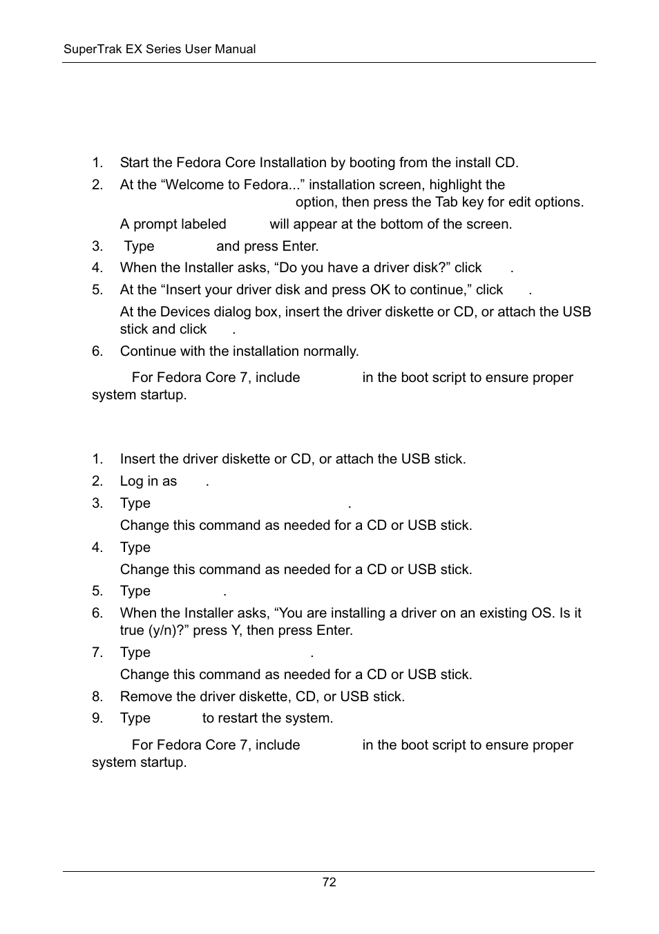 Fedora core 7, 8, New os installation, Existing system | New os installation existing system | Promise Technology Network Device EX8654 User Manual | Page 86 / 318