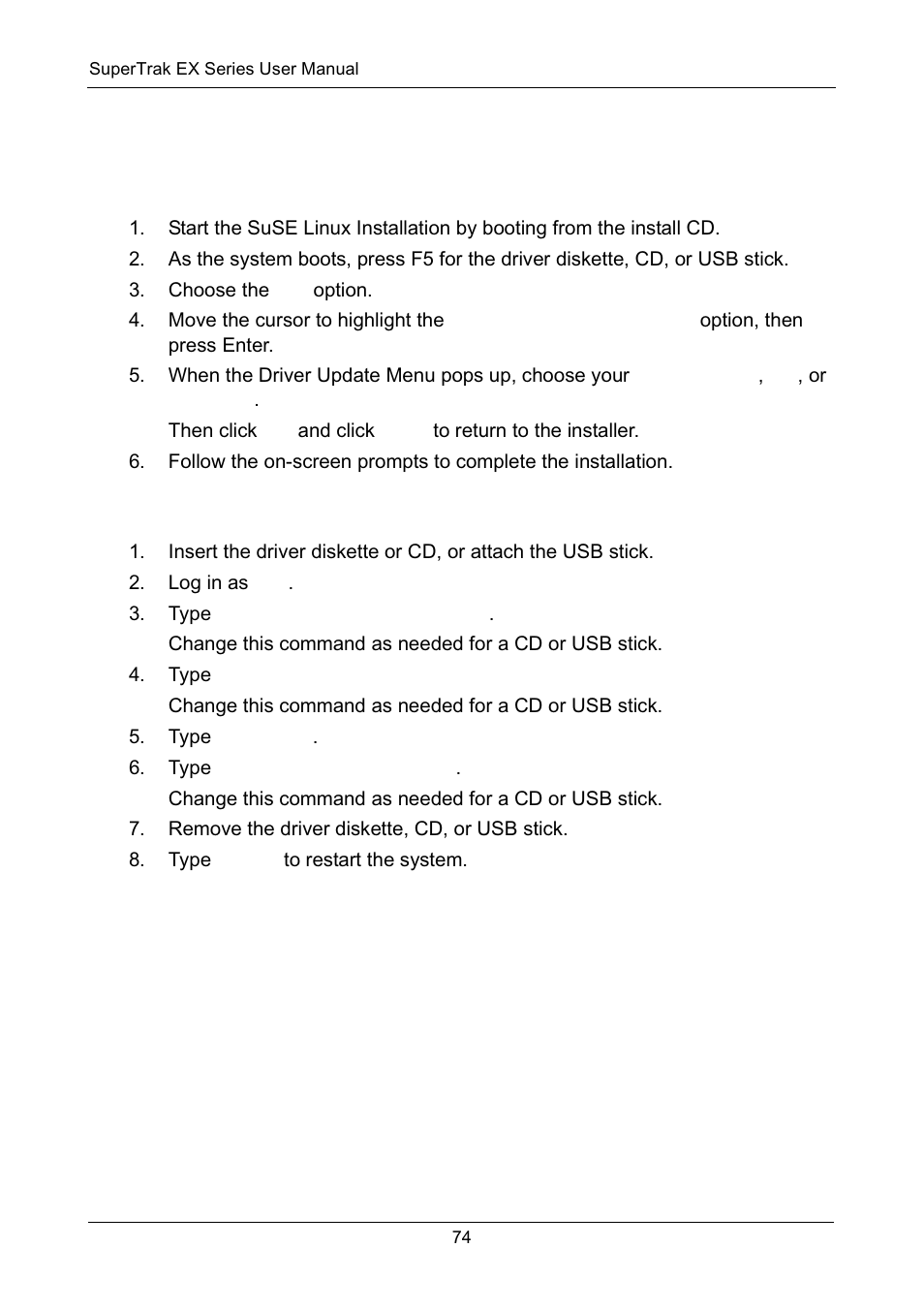 Suse sles 10, 10 sp1, New os installation, Existing system | New os installation existing system | Promise Technology Network Device EX8654 User Manual | Page 88 / 318