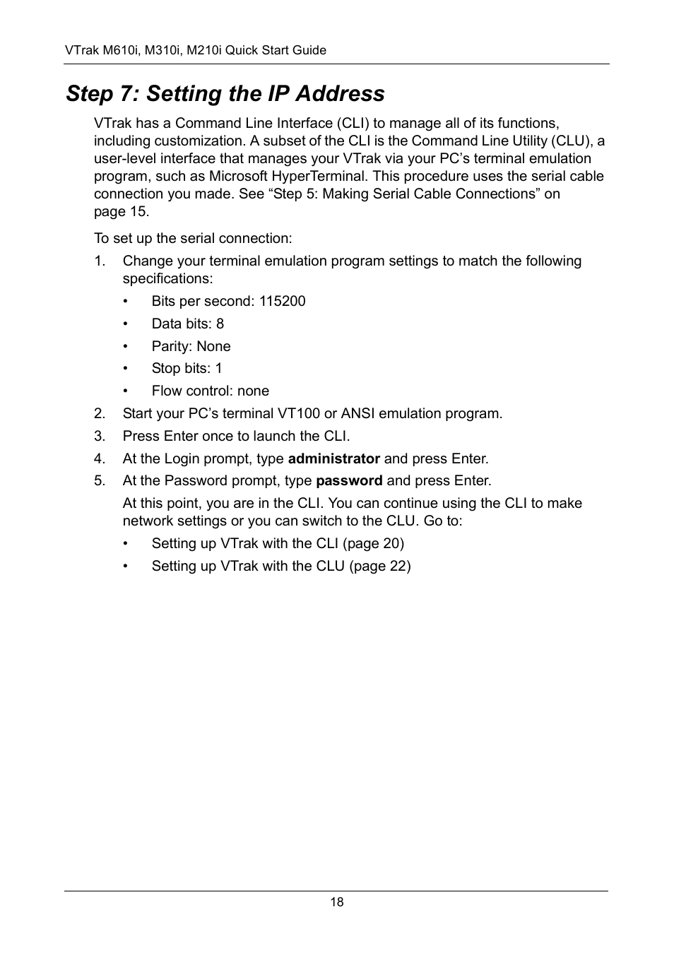 Step 7: setting the ip address | Promise Technology VTrak copy VTM210 User Manual | Page 18 / 34