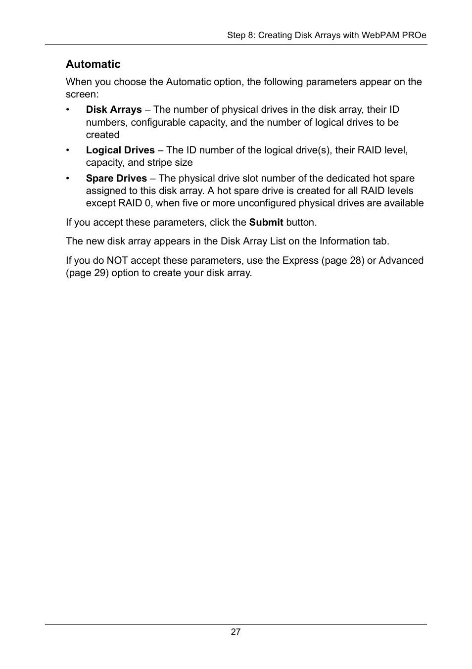 Automatic | Promise Technology VTrak copy VTM210 User Manual | Page 27 / 34