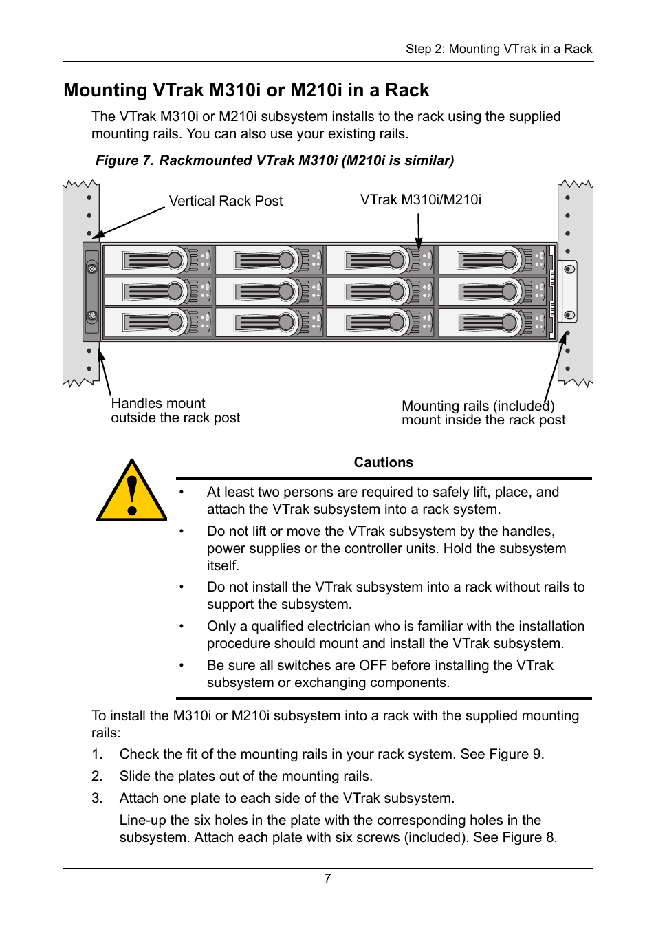 Mounting vtrak m310i or m210i in a rack | Promise Technology VTrak copy VTM210 User Manual | Page 7 / 34