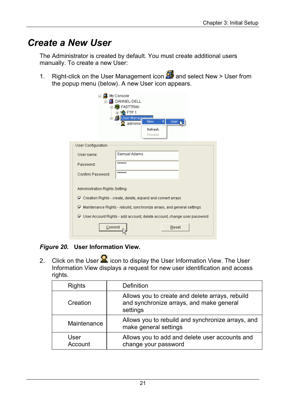 Create a new user | Promise Technology FastTrak SX Series Version 4.4 User Manual | Page 25 / 102