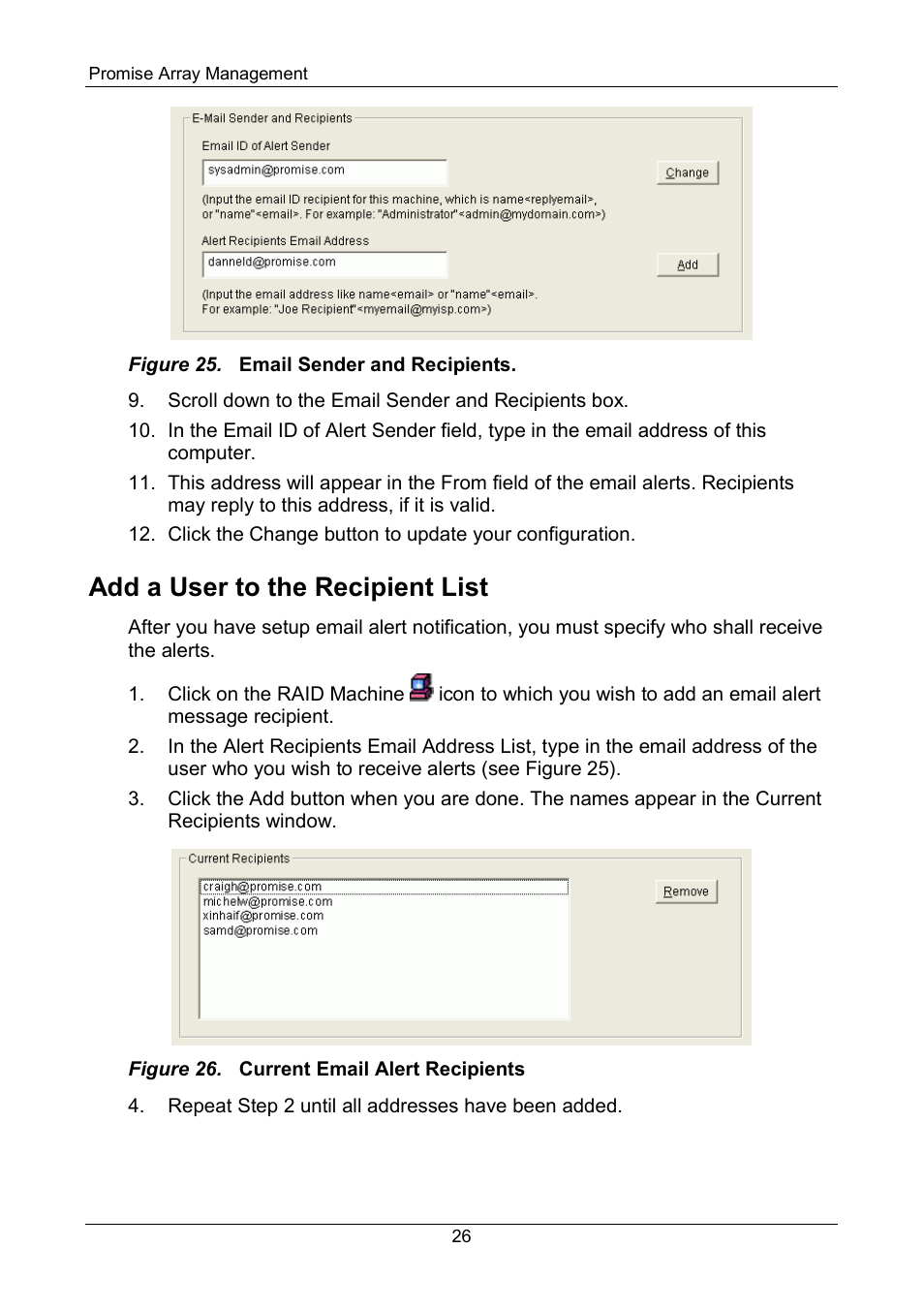 Add a user to the recipient list | Promise Technology FastTrak SX Series Version 4.4 User Manual | Page 30 / 102