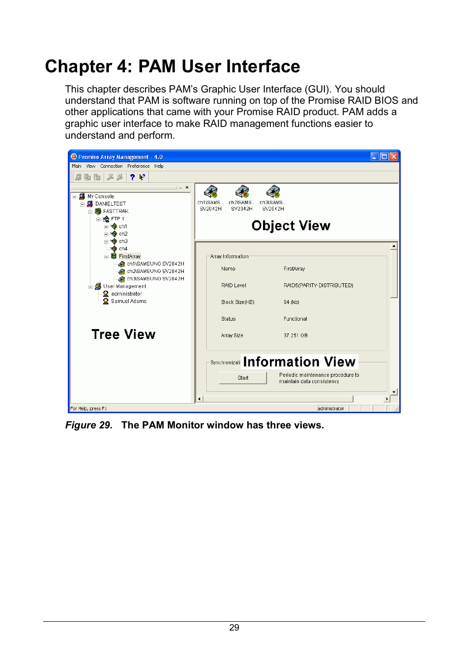 Chapter 4: pam user interface | Promise Technology FastTrak SX Series Version 4.4 User Manual | Page 33 / 102