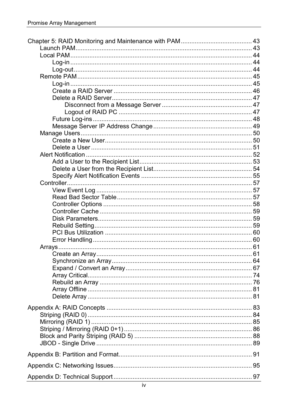 Promise Technology FastTrak SX Series Version 4.4 User Manual | Page 4 / 102