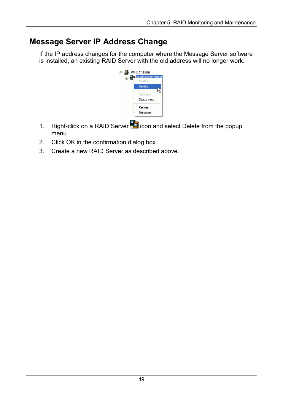 Message server ip address change | Promise Technology FastTrak SX Series Version 4.4 User Manual | Page 53 / 102