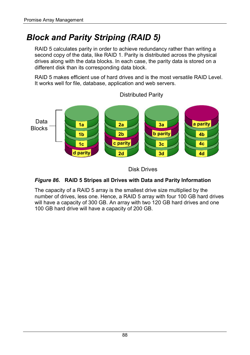 Block and parity striping (raid 5) | Promise Technology FastTrak SX Series Version 4.4 User Manual | Page 92 / 102