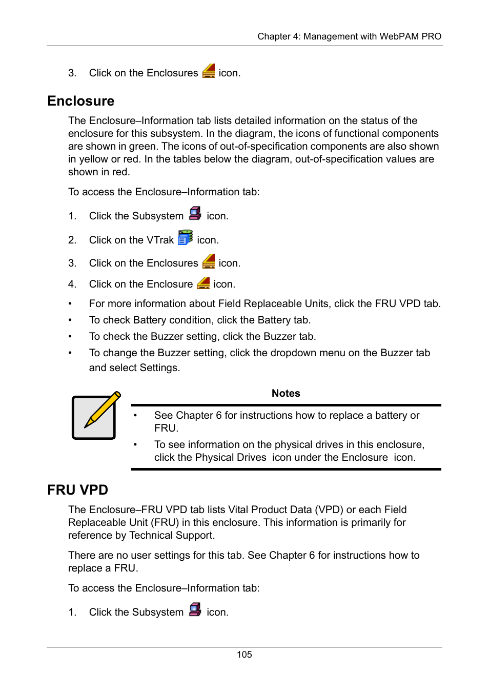 Enclosure, Fru vpd, Enclosure fru vpd | Promise Technology VTrak 15110 User Manual | Page 113 / 264