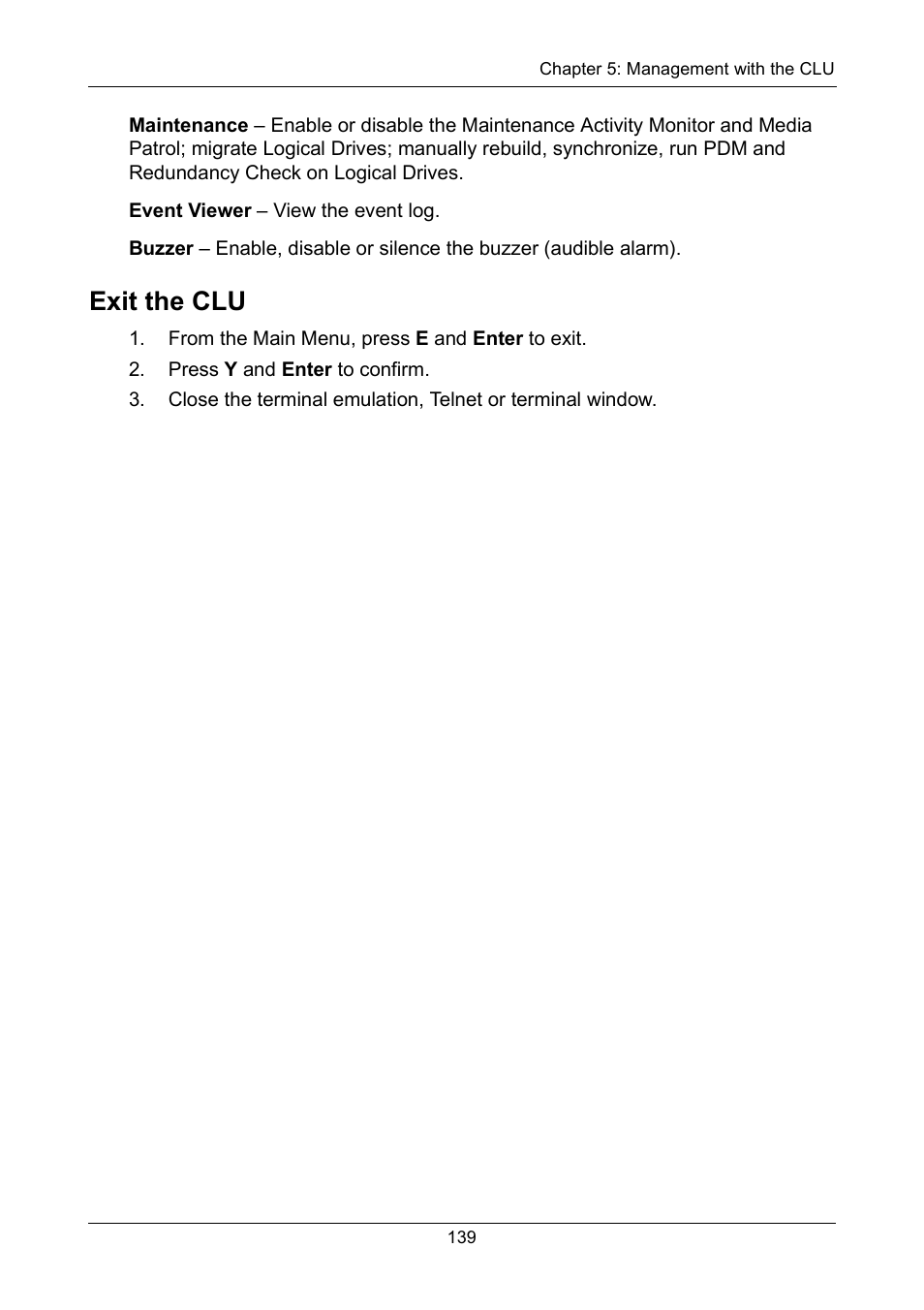 Exit the clu | Promise Technology VTrak 15110 User Manual | Page 147 / 264