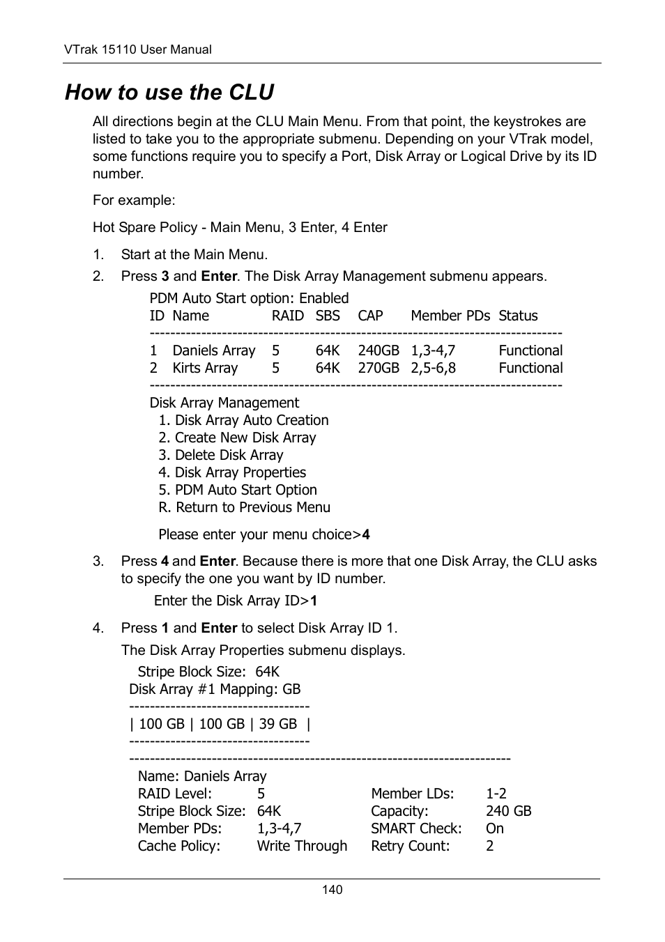 How to use the clu | Promise Technology VTrak 15110 User Manual | Page 148 / 264