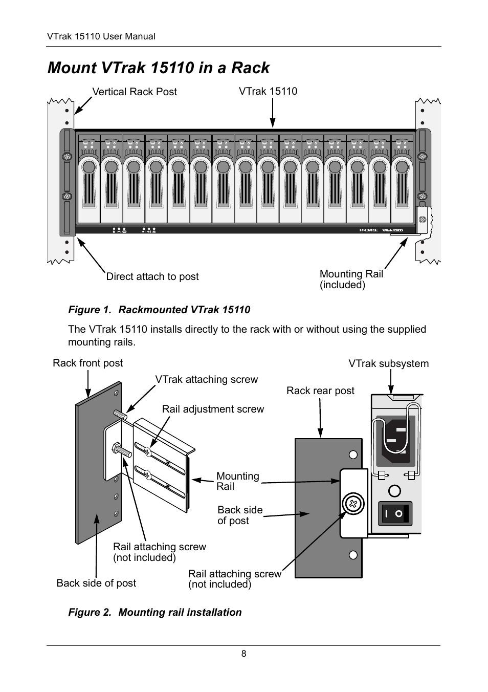 Mount vtrak 15110 in a rack | Promise Technology VTrak 15110 User Manual | Page 16 / 264