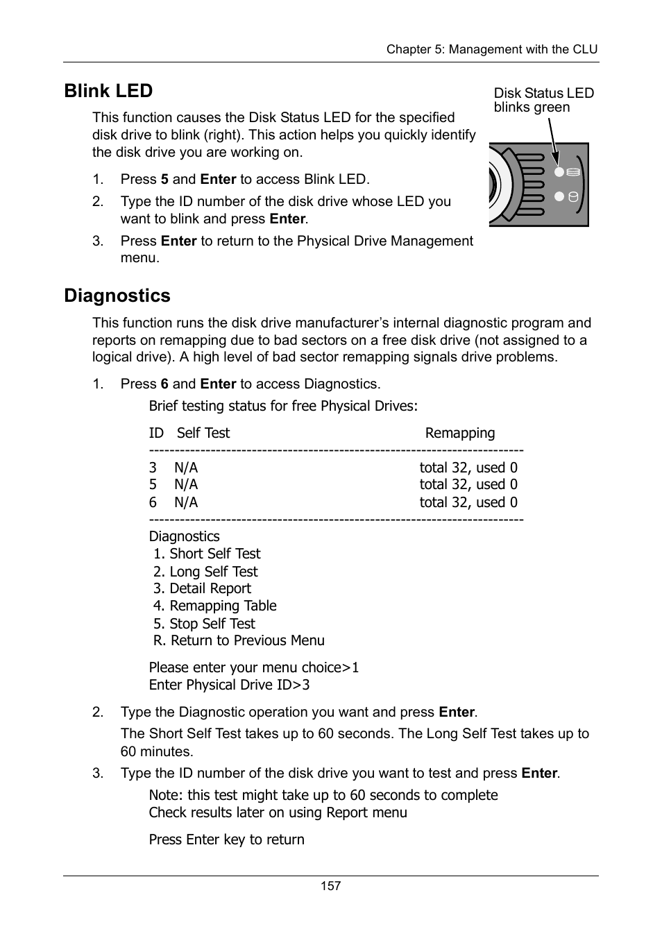 Blink led, Diagnostics, Blink led diagnostics | Promise Technology VTrak 15110 User Manual | Page 165 / 264