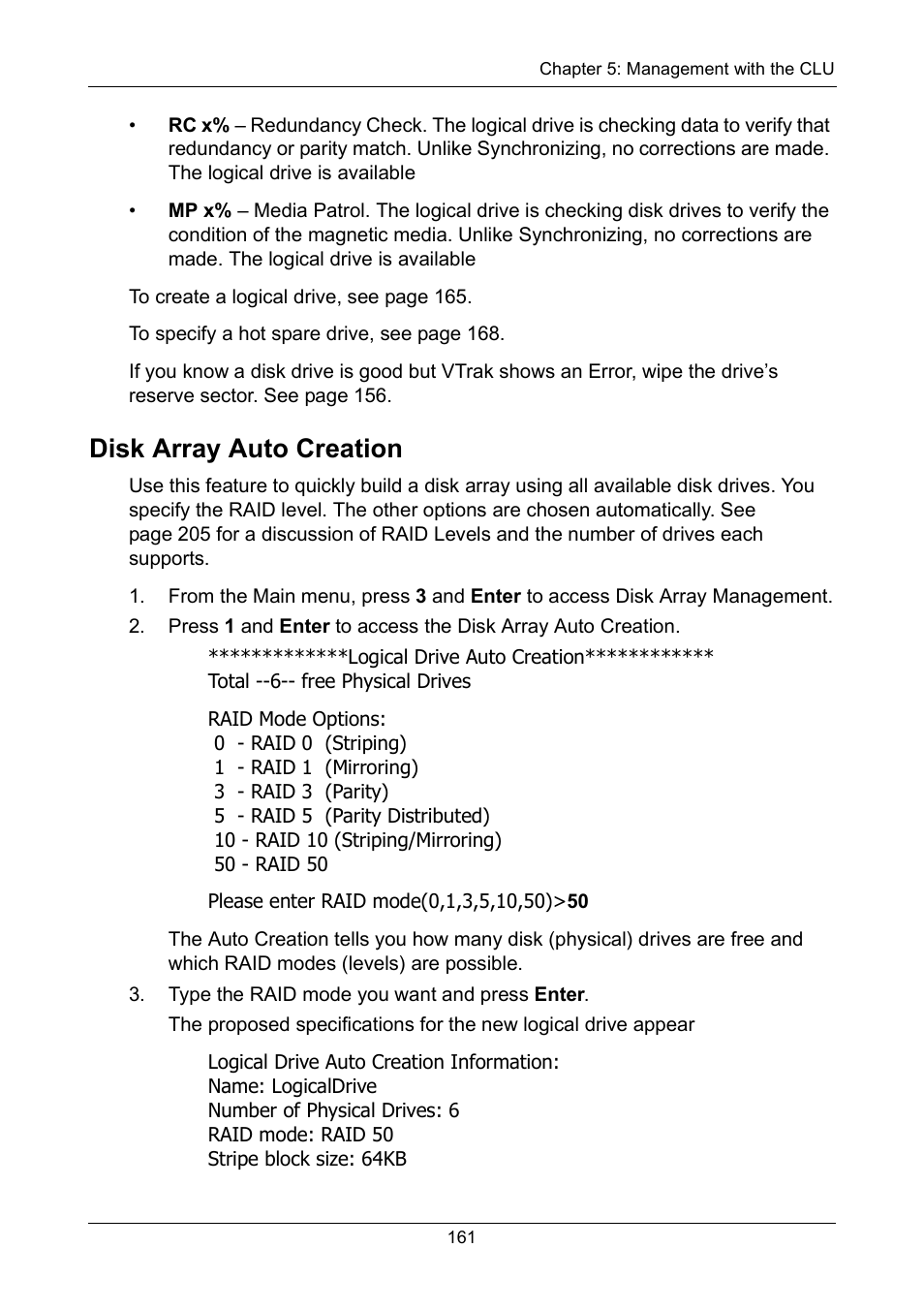 Disk array auto creation | Promise Technology VTrak 15110 User Manual | Page 169 / 264