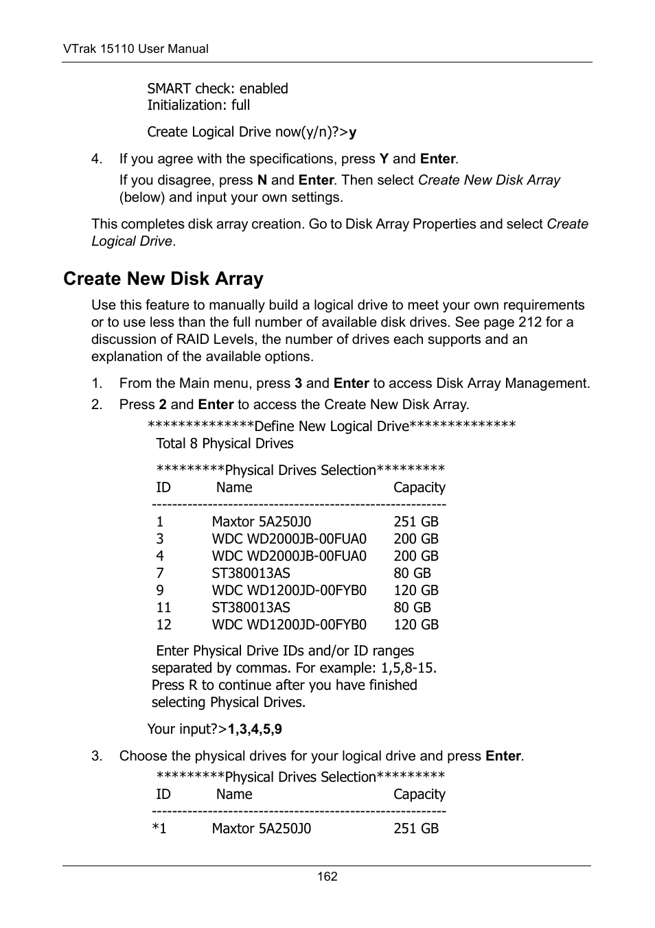 Create new disk array | Promise Technology VTrak 15110 User Manual | Page 170 / 264