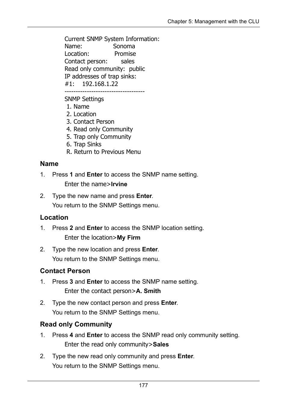 Name, Location, Contact person | Read only community | Promise Technology VTrak 15110 User Manual | Page 185 / 264