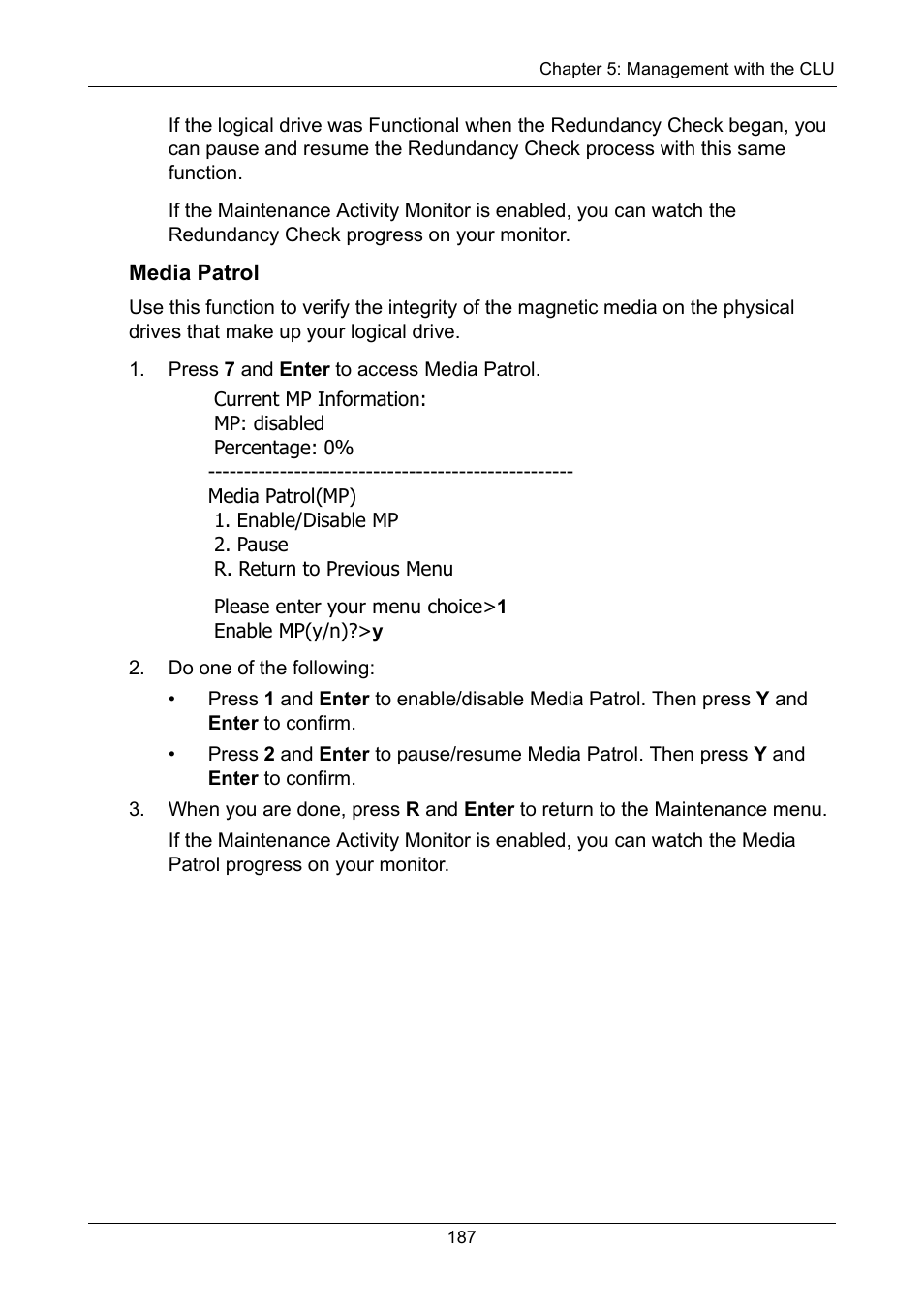 Media patrol | Promise Technology VTrak 15110 User Manual | Page 195 / 264