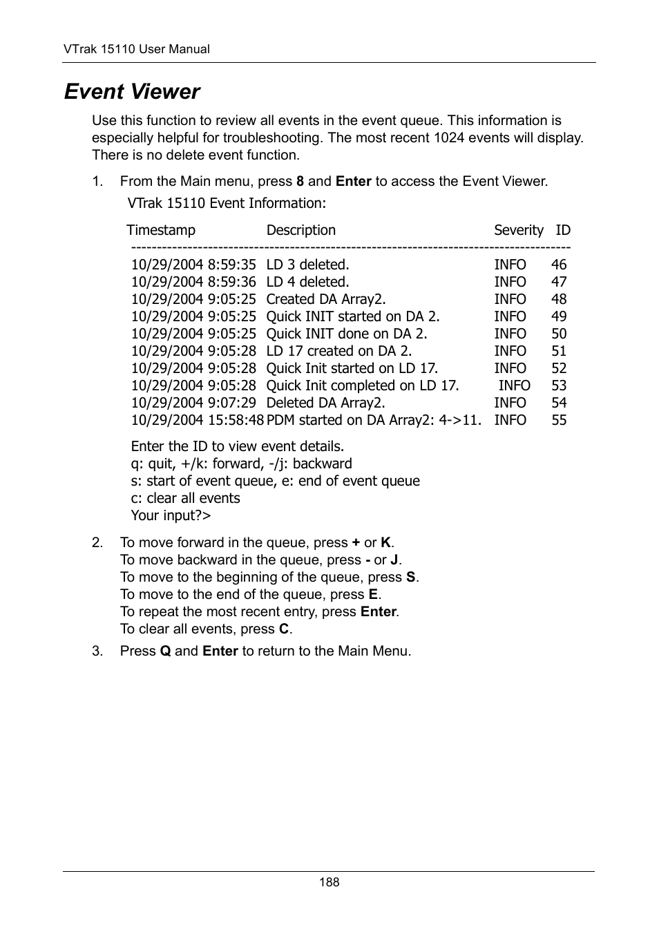 Event viewer | Promise Technology VTrak 15110 User Manual | Page 196 / 264