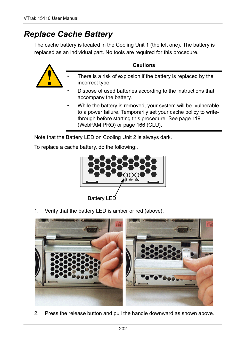 Replace cache battery | Promise Technology VTrak 15110 User Manual | Page 210 / 264