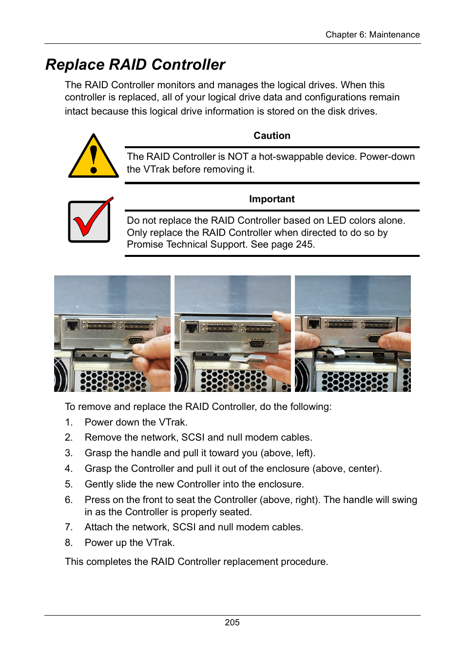 Replace raid controller | Promise Technology VTrak 15110 User Manual | Page 213 / 264