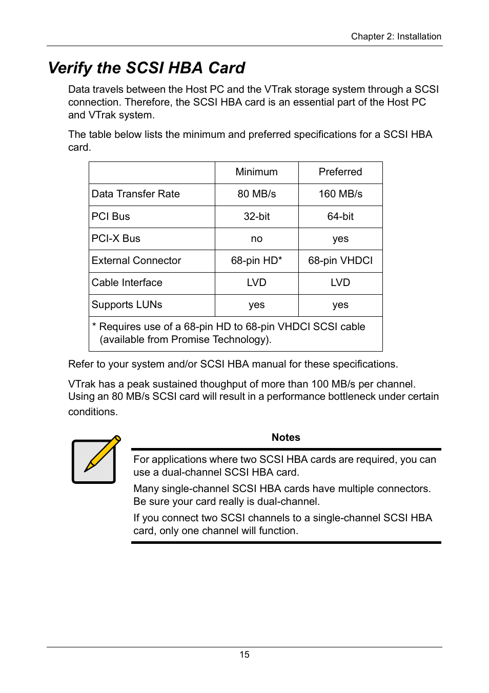 Verify the scsi hba card | Promise Technology VTrak 15110 User Manual | Page 23 / 264