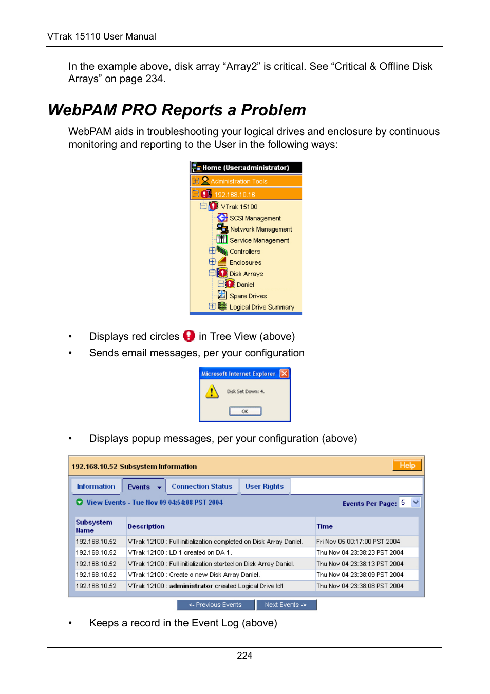 Webpam pro reports a problem | Promise Technology VTrak 15110 User Manual | Page 232 / 264