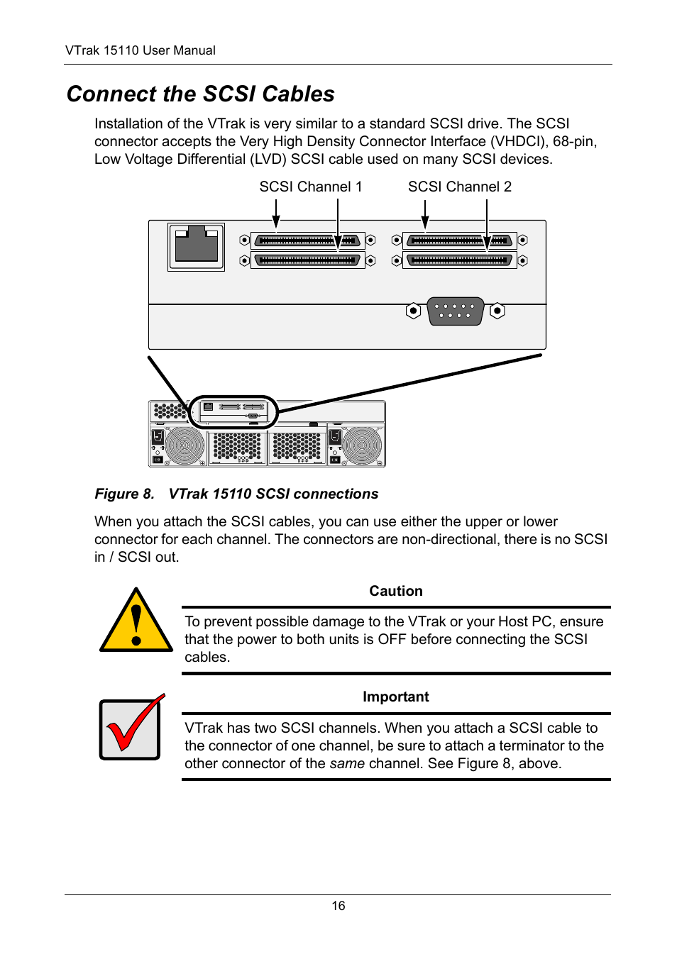Connect the scsi cables | Promise Technology VTrak 15110 User Manual | Page 24 / 264