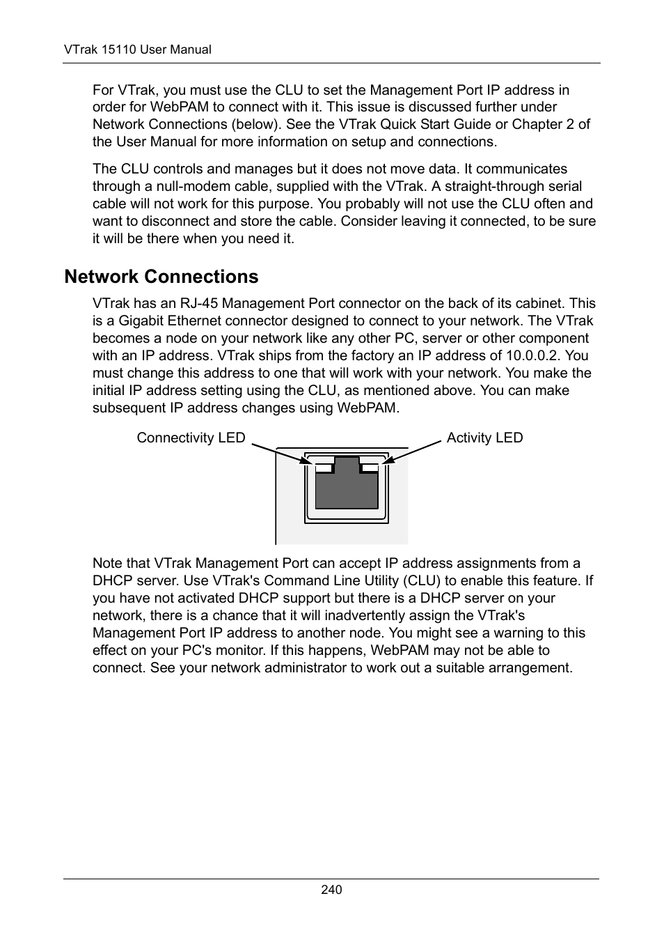 Network connections | Promise Technology VTrak 15110 User Manual | Page 248 / 264