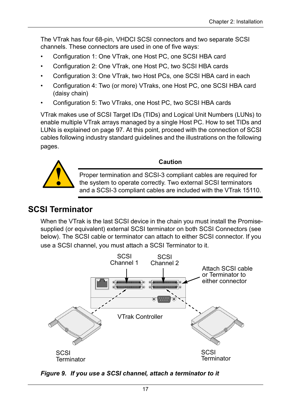 Scsi terminator | Promise Technology VTrak 15110 User Manual | Page 25 / 264