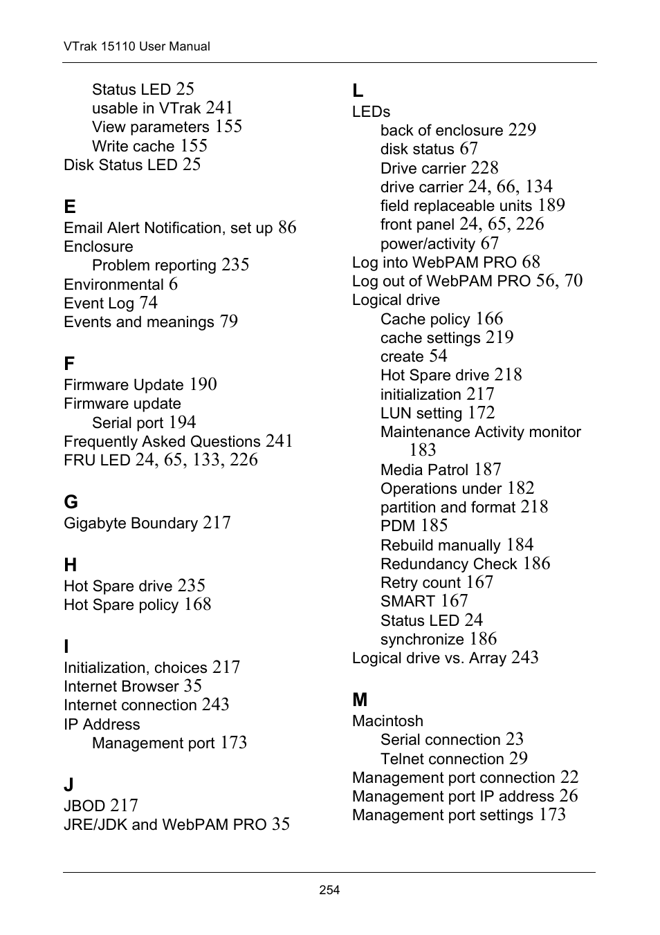 Promise Technology VTrak 15110 User Manual | Page 262 / 264