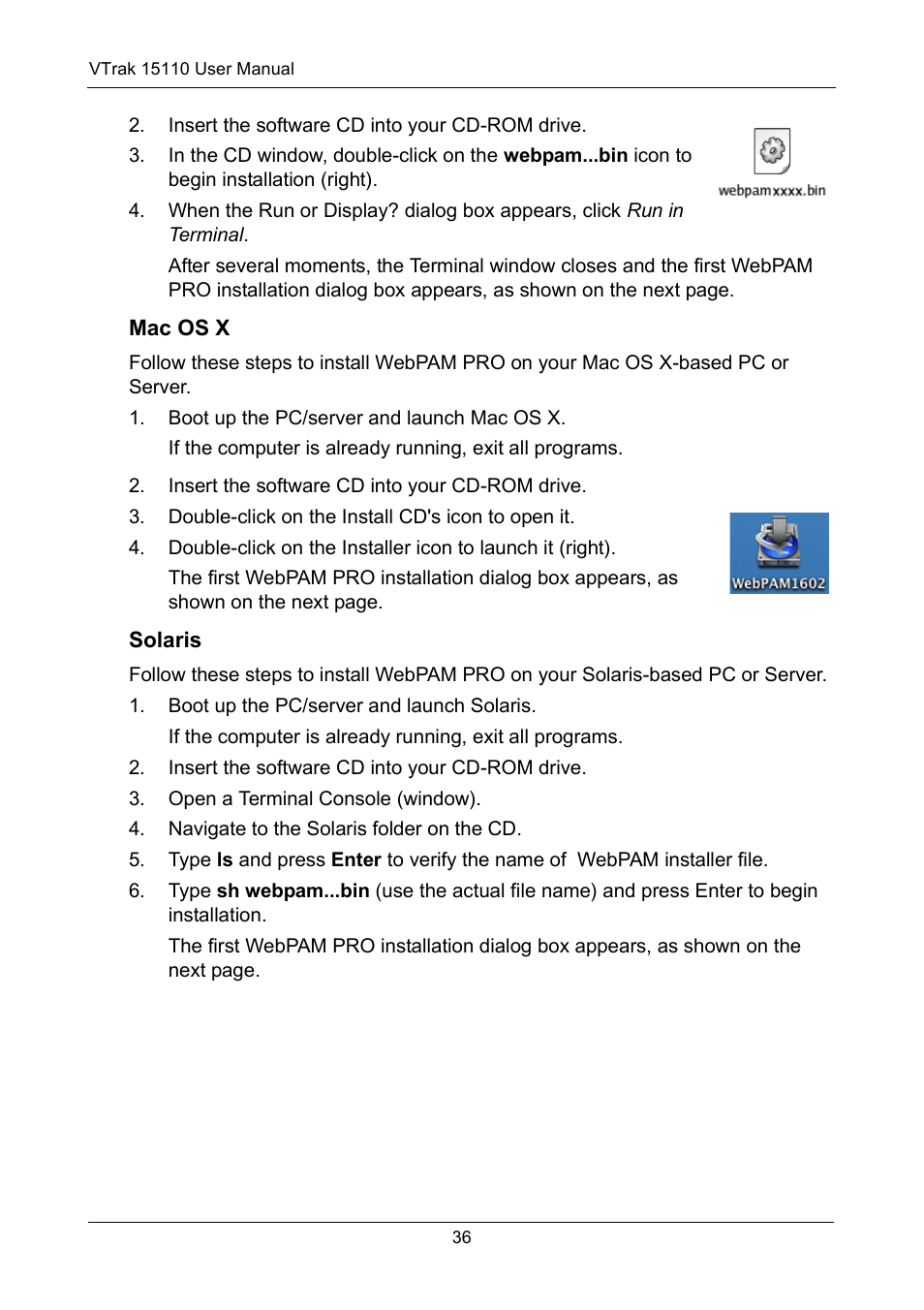 Mac os x, Solaris | Promise Technology VTrak 15110 User Manual | Page 44 / 264