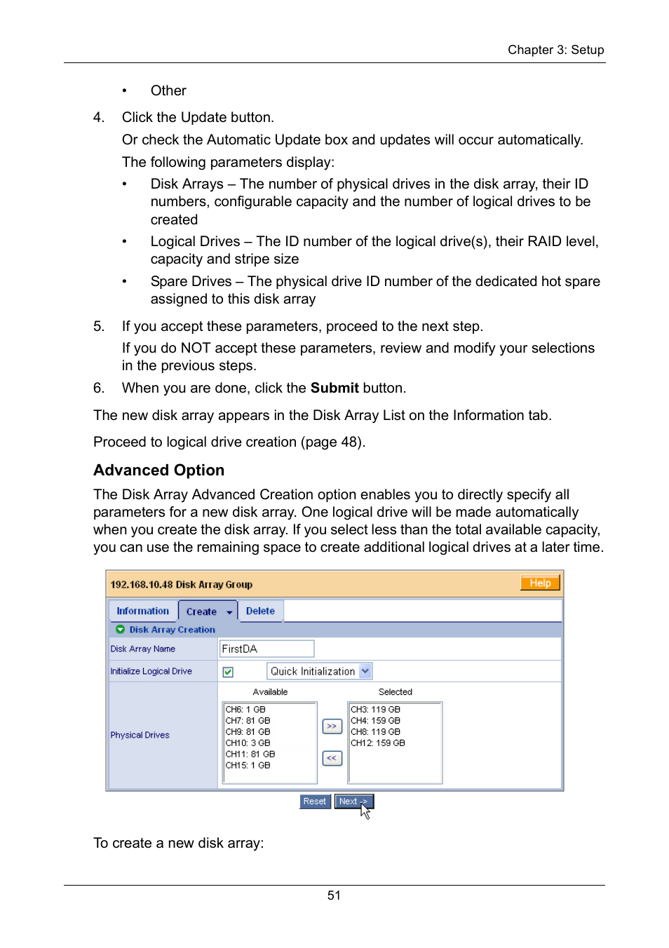 Advanced option | Promise Technology VTrak 15110 User Manual | Page 59 / 264