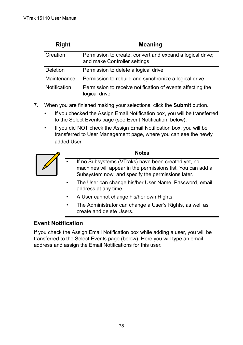 Event notification | Promise Technology VTrak 15110 User Manual | Page 86 / 264