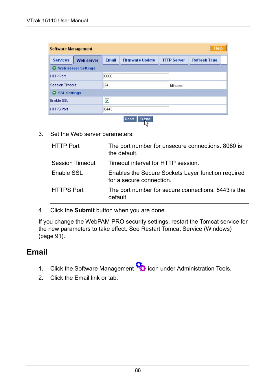 Email | Promise Technology VTrak 15110 User Manual | Page 96 / 264