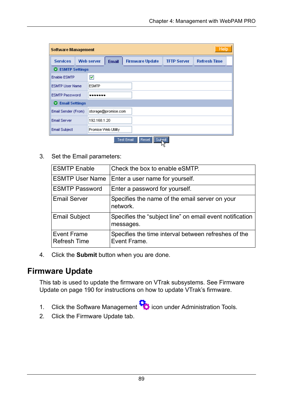 Firmware update | Promise Technology VTrak 15110 User Manual | Page 97 / 264