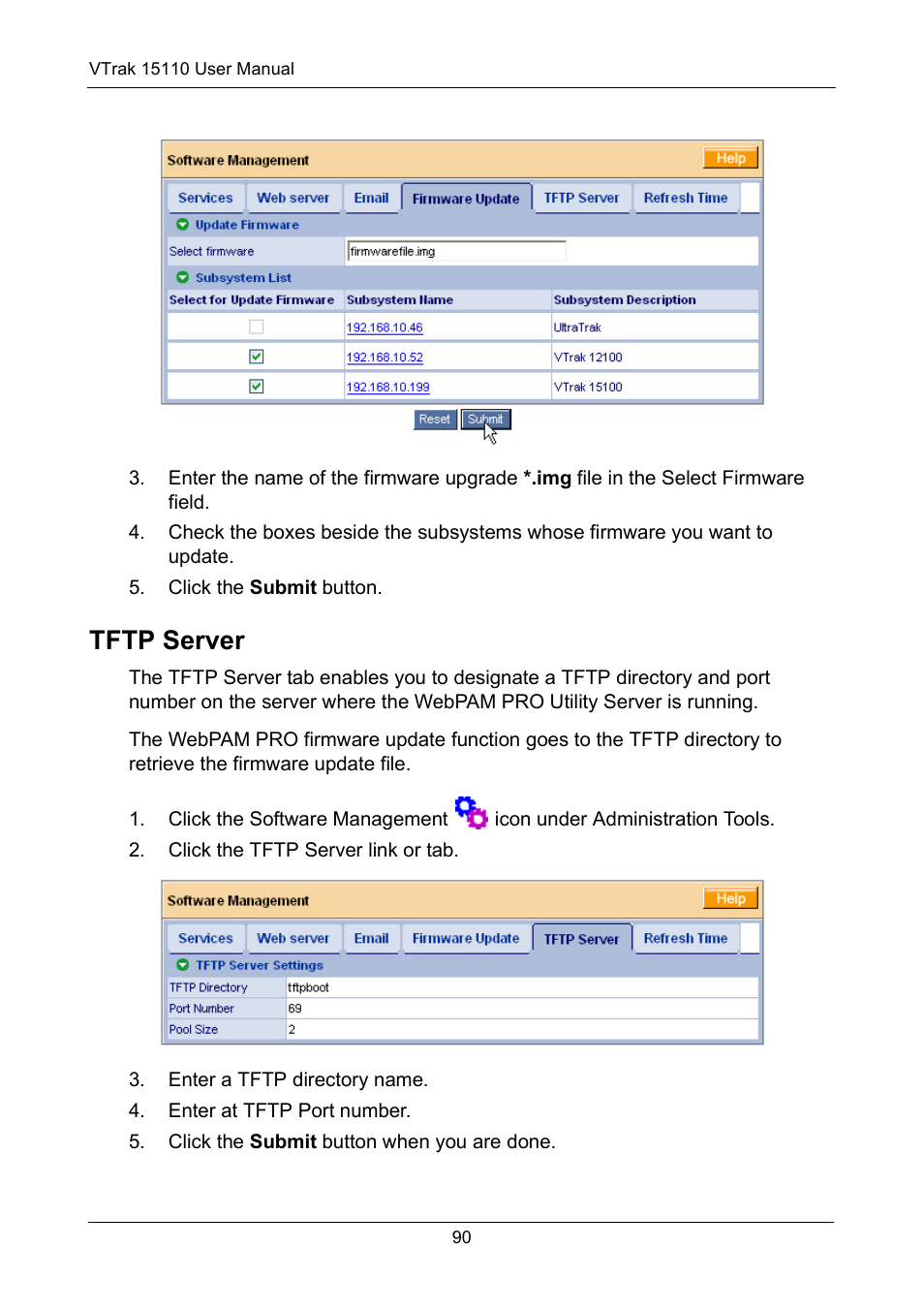 Tftp server | Promise Technology VTrak 15110 User Manual | Page 98 / 264