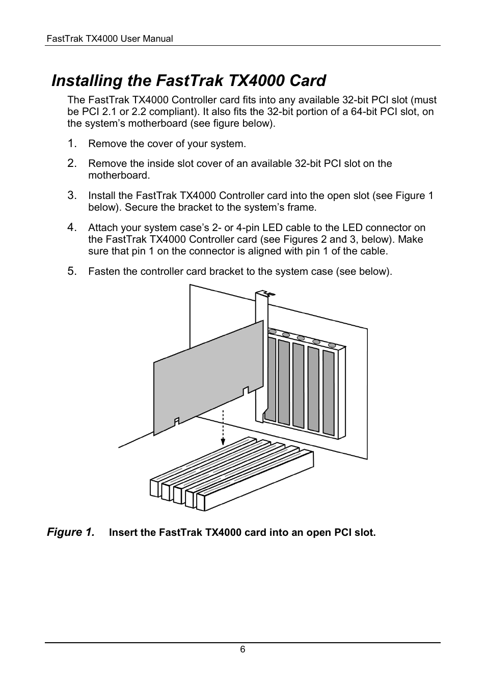 Installing the fasttrak tx4000 card | Promise Technology FastTrak TX4000 User Manual | Page 10 / 76