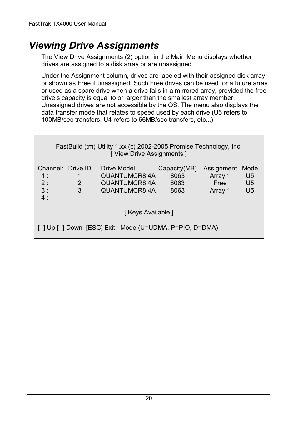 Viewing drive assignments | Promise Technology FastTrak TX4000 User Manual | Page 24 / 76