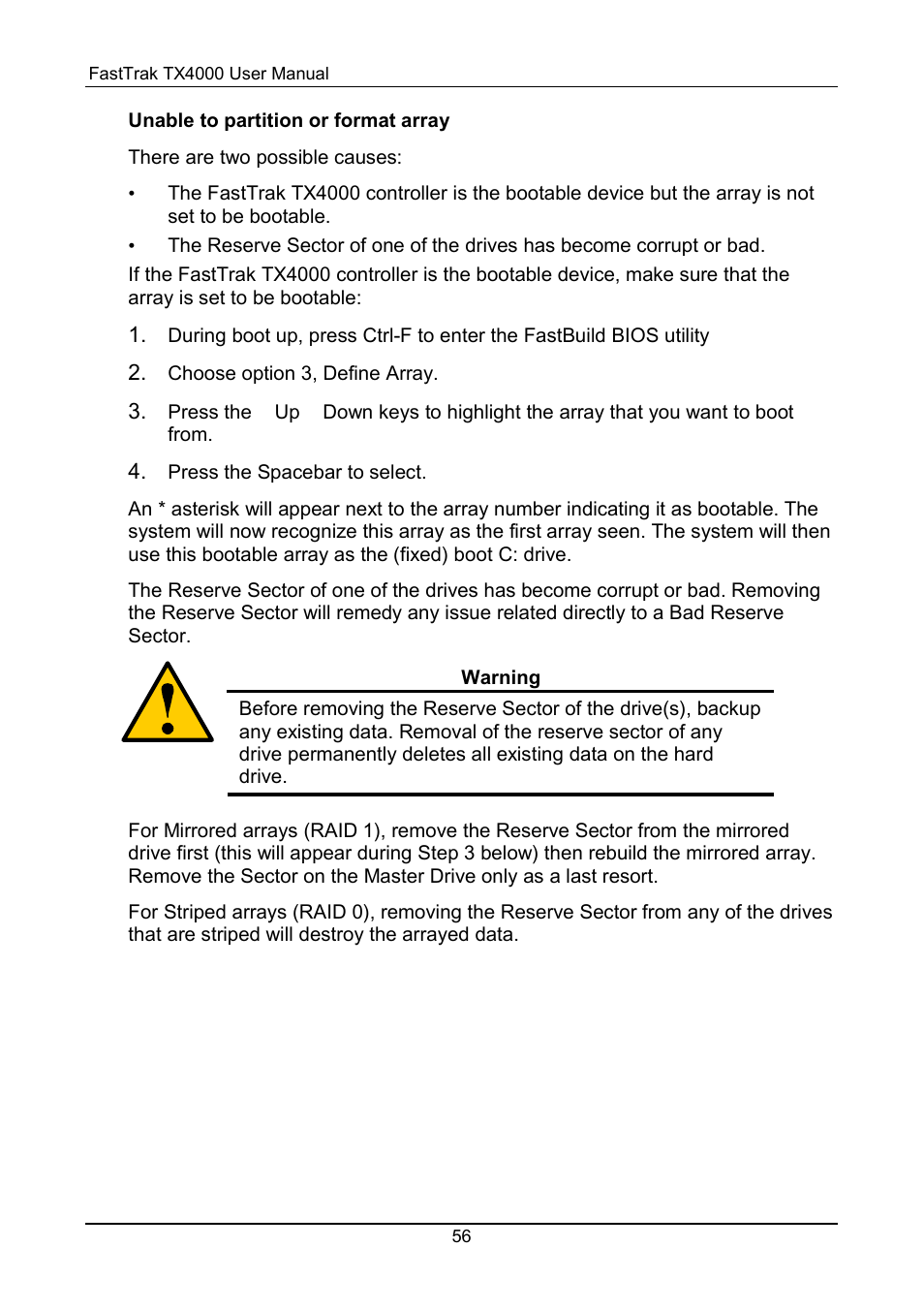 Promise Technology FastTrak TX4000 User Manual | Page 60 / 76