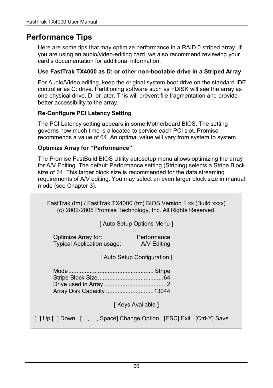 Performance tips | Promise Technology FastTrak TX4000 User Manual | Page 64 / 76