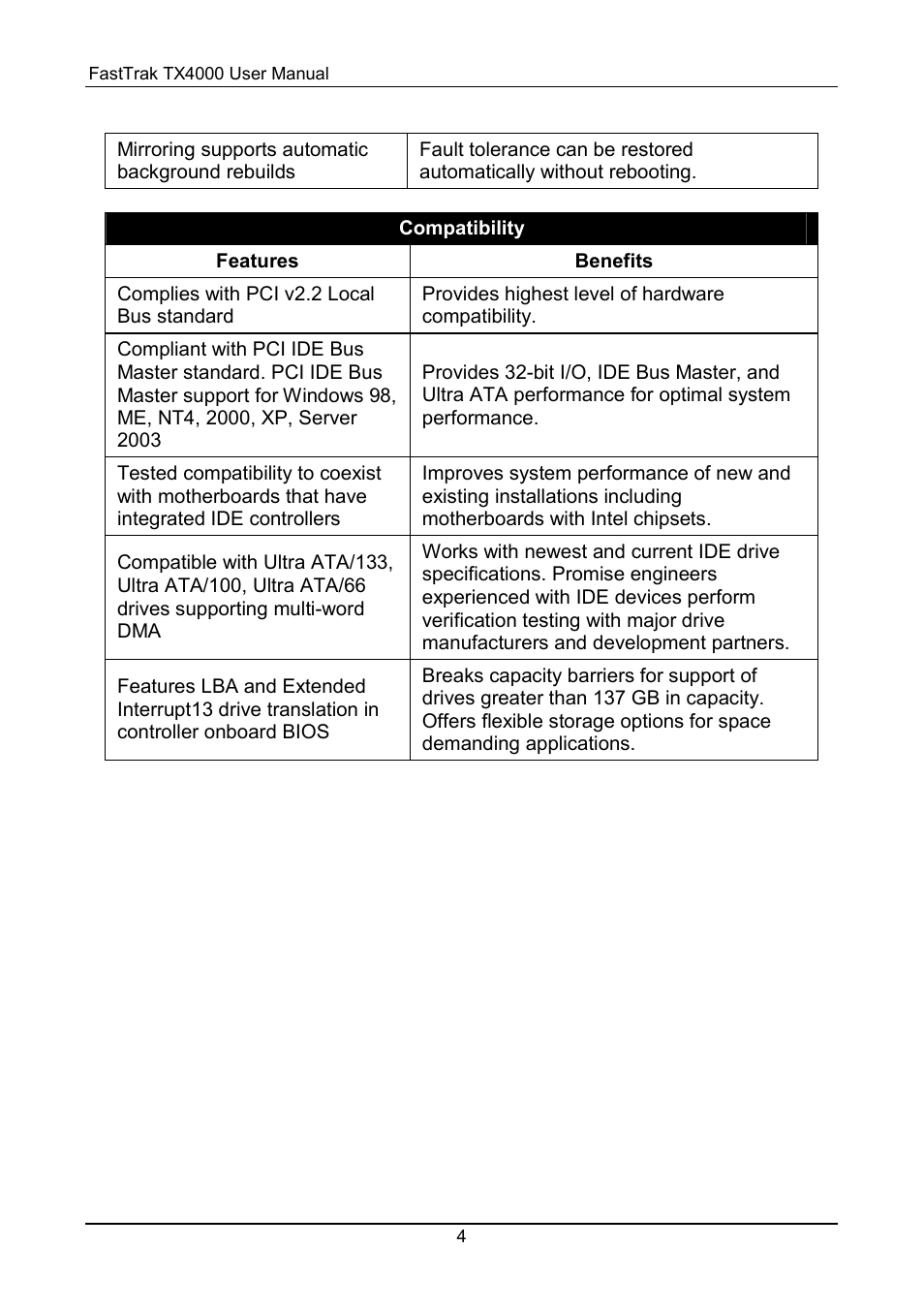 Promise Technology FastTrak TX4000 User Manual | Page 8 / 76