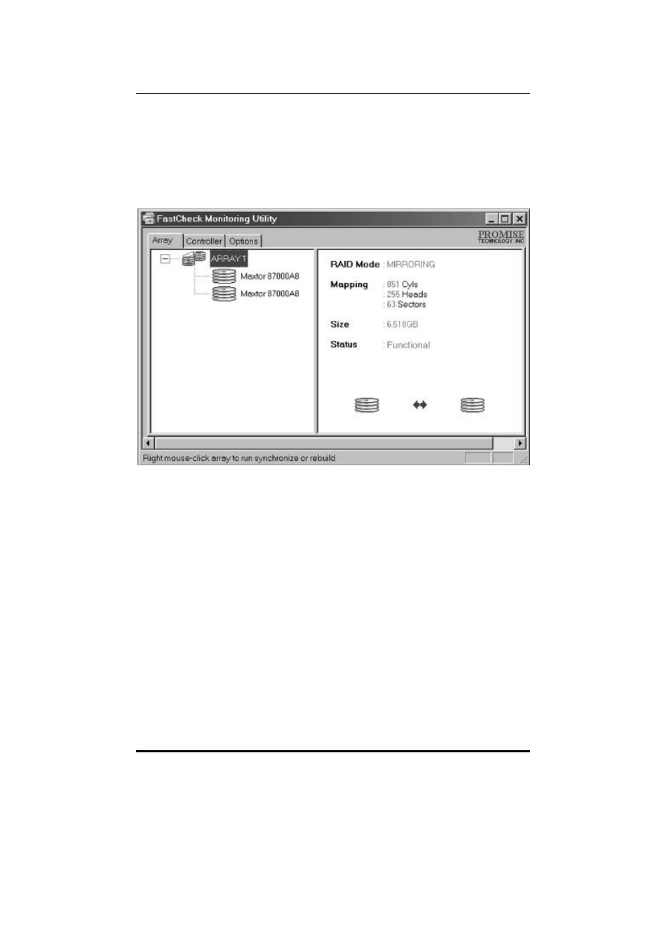 Using fastc heck array window | Promise Technology FAST TRAK100TM User Manual | Page 50 / 99