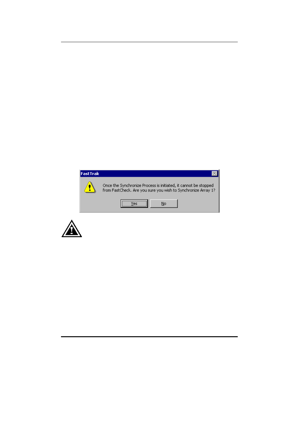 Synchronizing an array | Promise Technology FAST TRAK100TM User Manual | Page 54 / 99