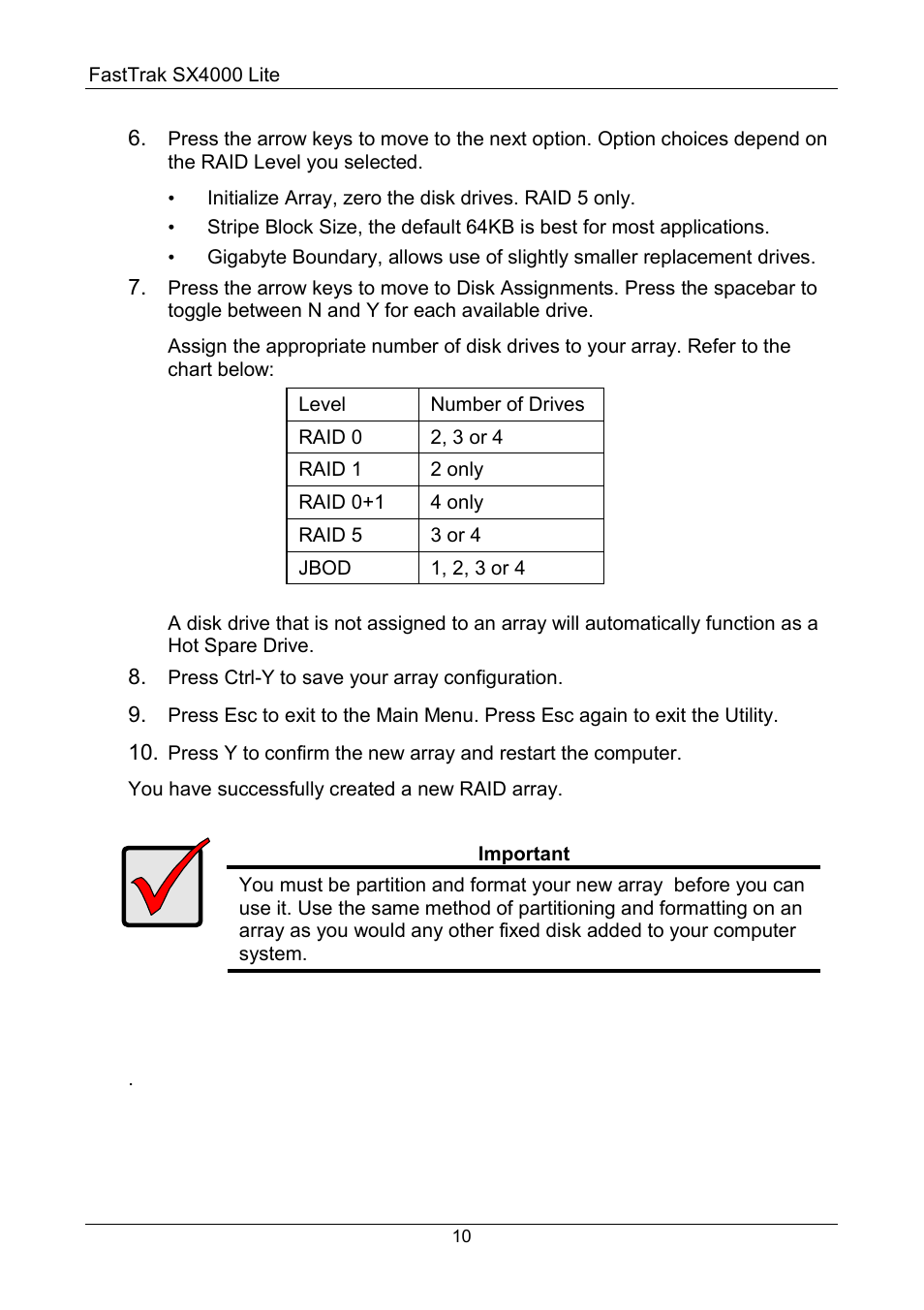 Promise Technology FastTrak SX4000 Lite User Manual | Page 10 / 11