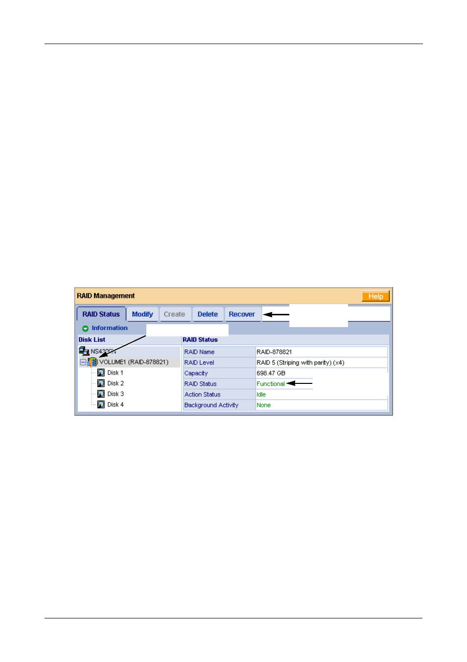 Responding to an invalid raid volume, Using the recover function | Promise Technology SMARTSTOR NS4300N User Manual | Page 177 / 218