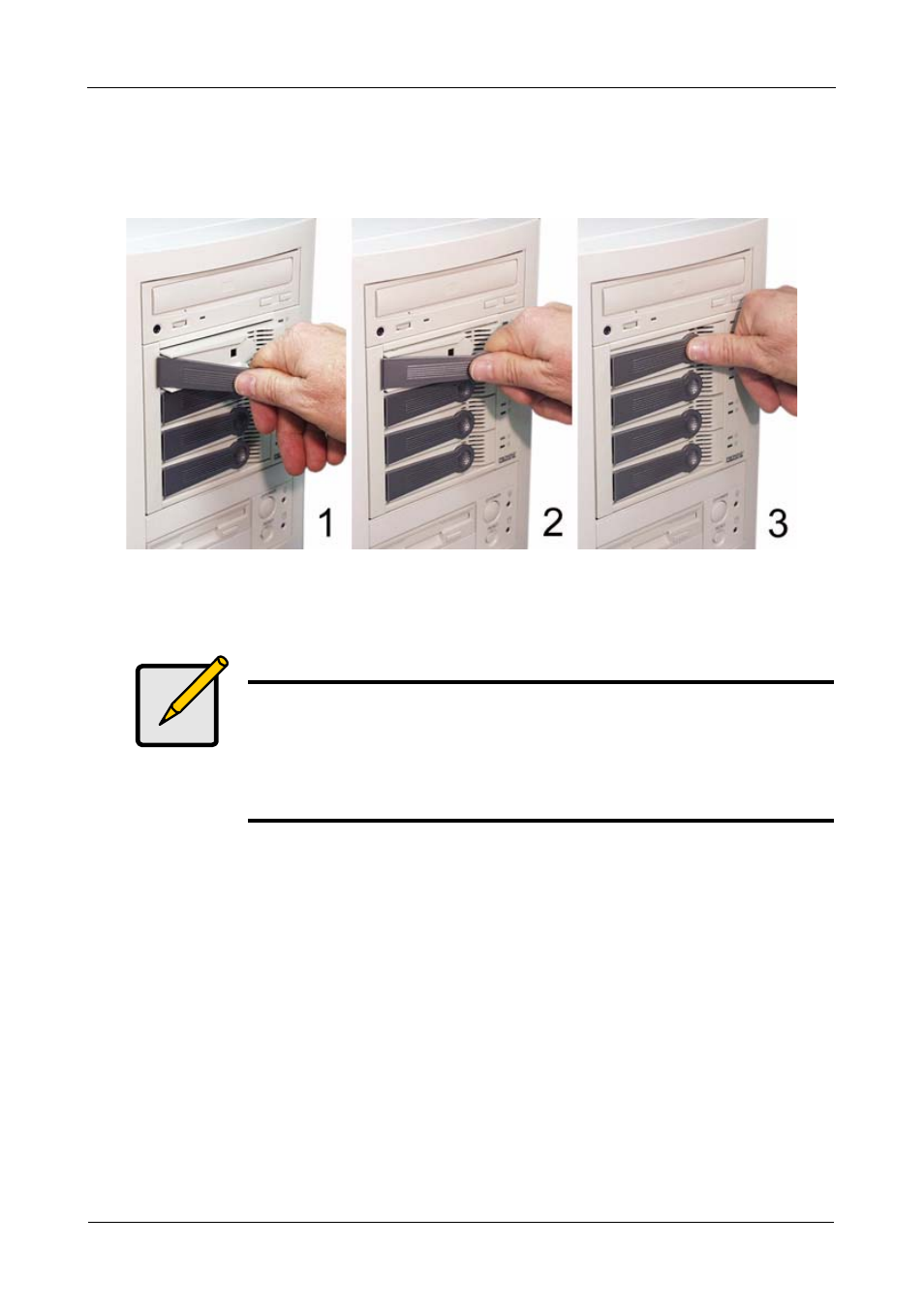 Install drive carrier into enclosure, Remove a disk drive | Promise Technology SuperSwap 4600 User Manual | Page 20 / 34