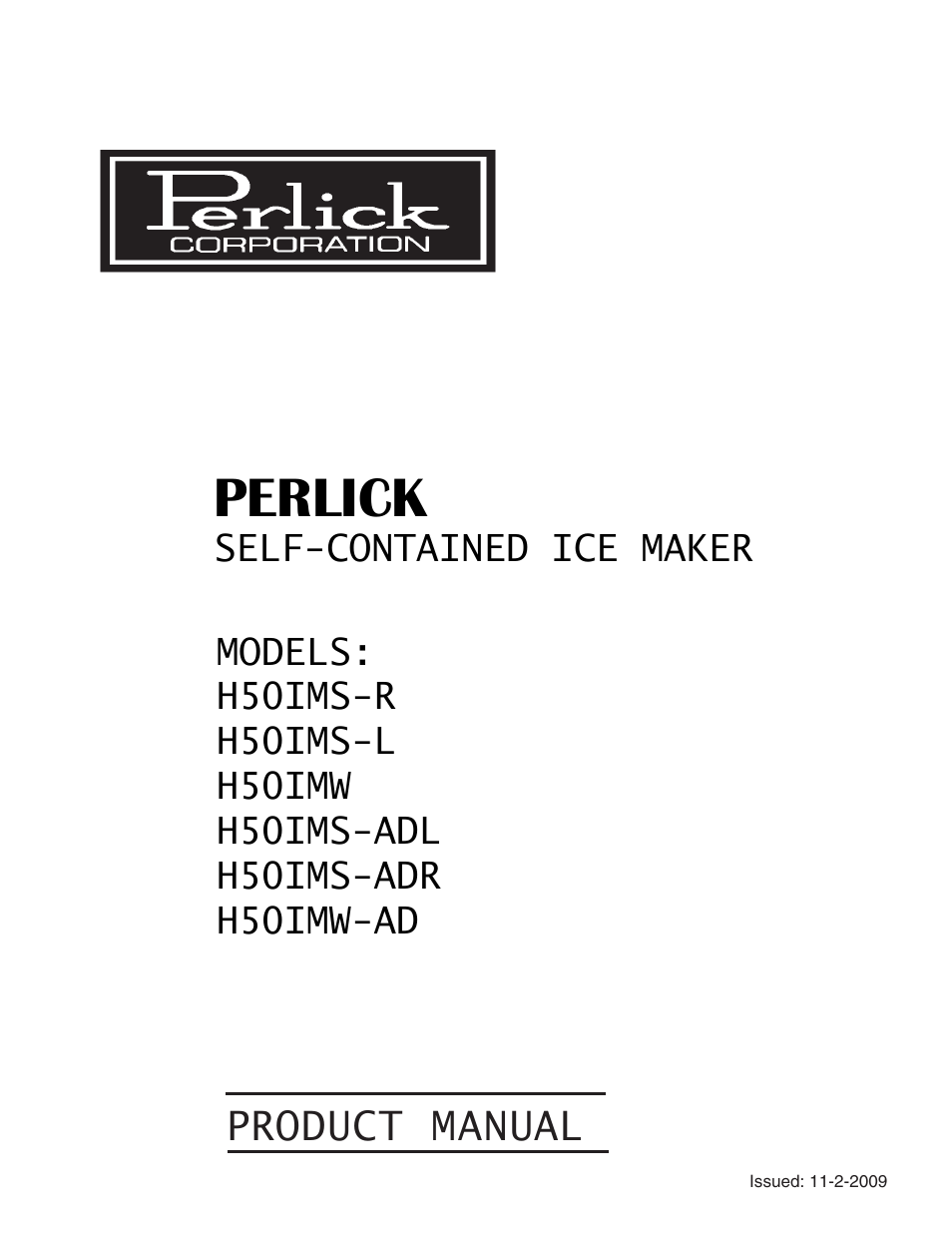 Perlick SELF CONTAINED H50IMS-ADR User Manual | 31 pages